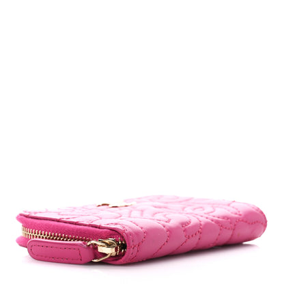 Chanel Lambskin Camellia Embossed Zip Coin Purse Fuchsia 4 of 10