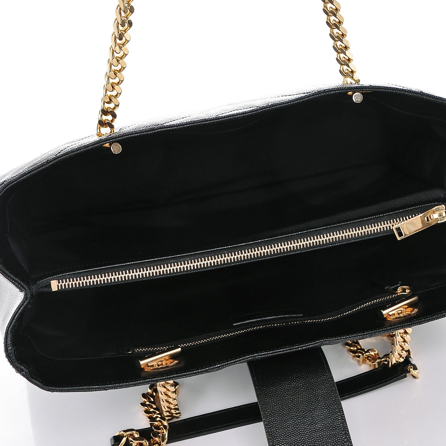 Grain De Poudre Matelasse Chevron Monogram Shopping Bag Black
