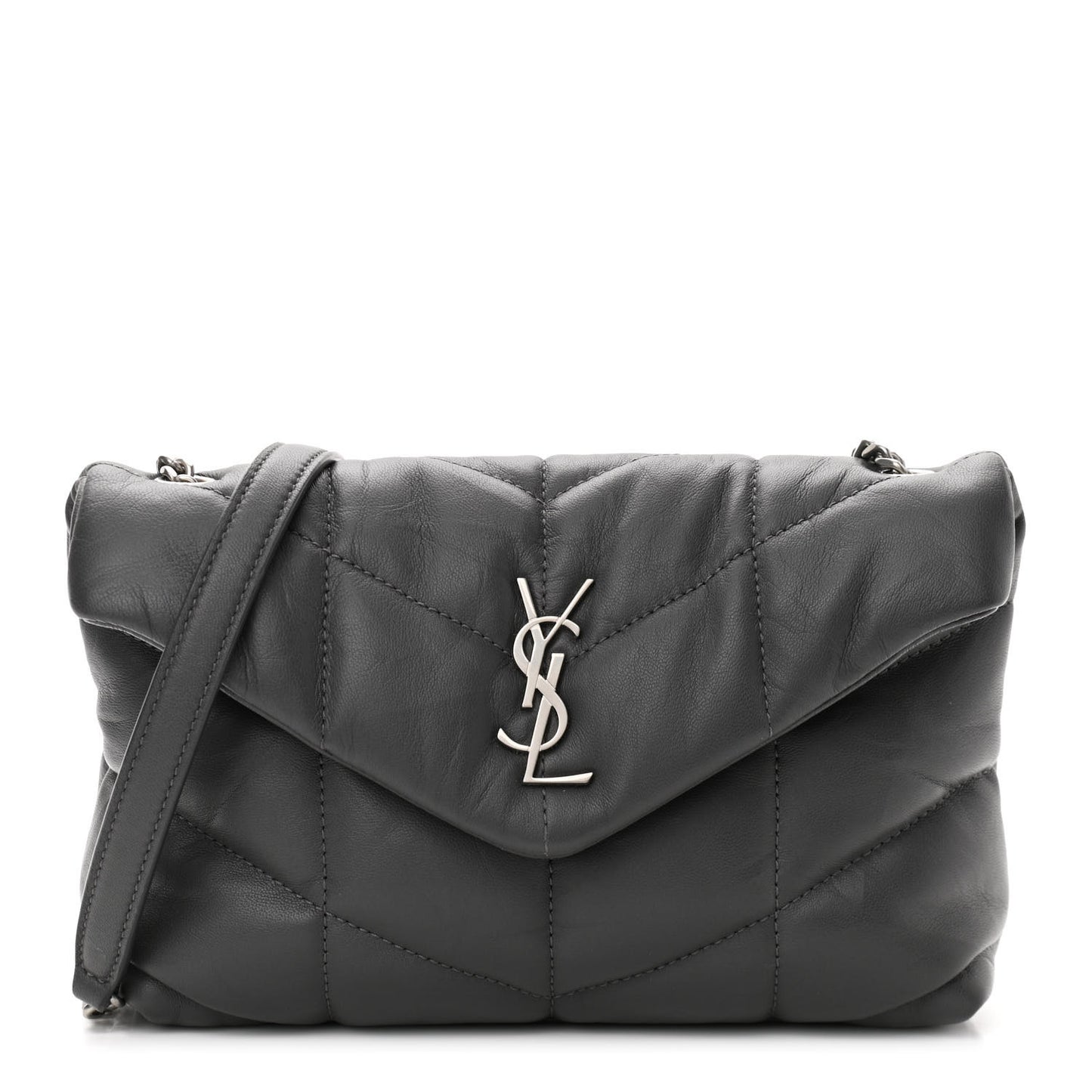 Lambskin Quilted Toy Loulou Puffer Monogram Chain Satchel Storm