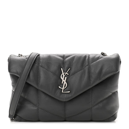 Saint Laurent Lambskin Quilted Toy Loulou Puffer Monogram Chain Satchel Storm 1 of 10