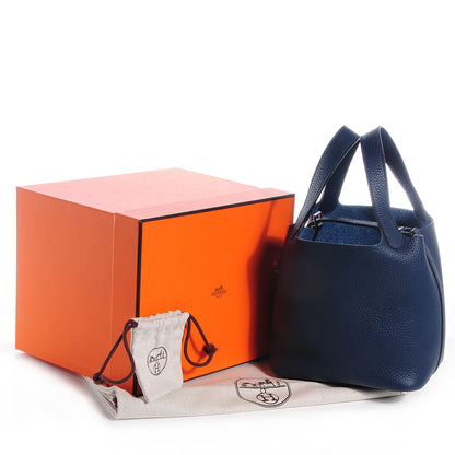 Hermes Taurillon Clemence Picotin Lock 18 PM Bleu Saphir 9 of 12