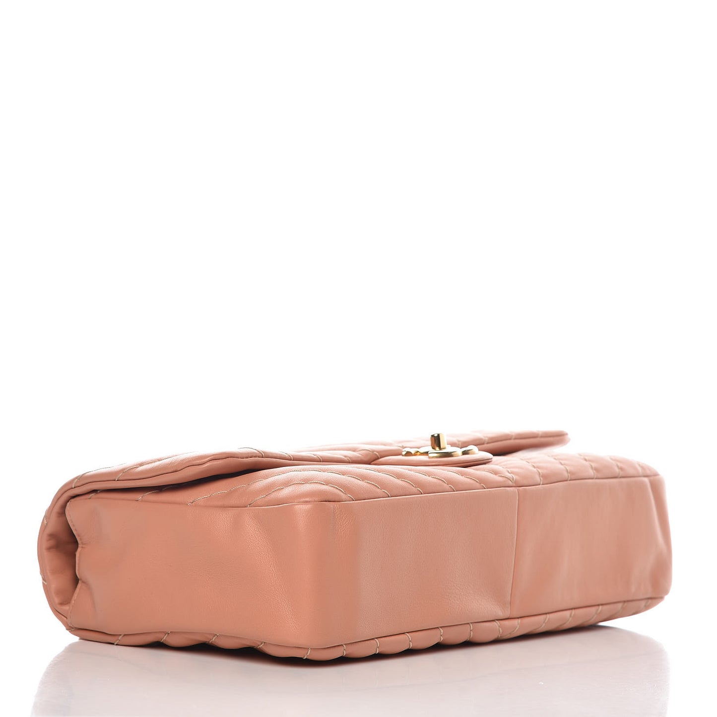 Calfskin Surpique Chevron Large Flap Pink
