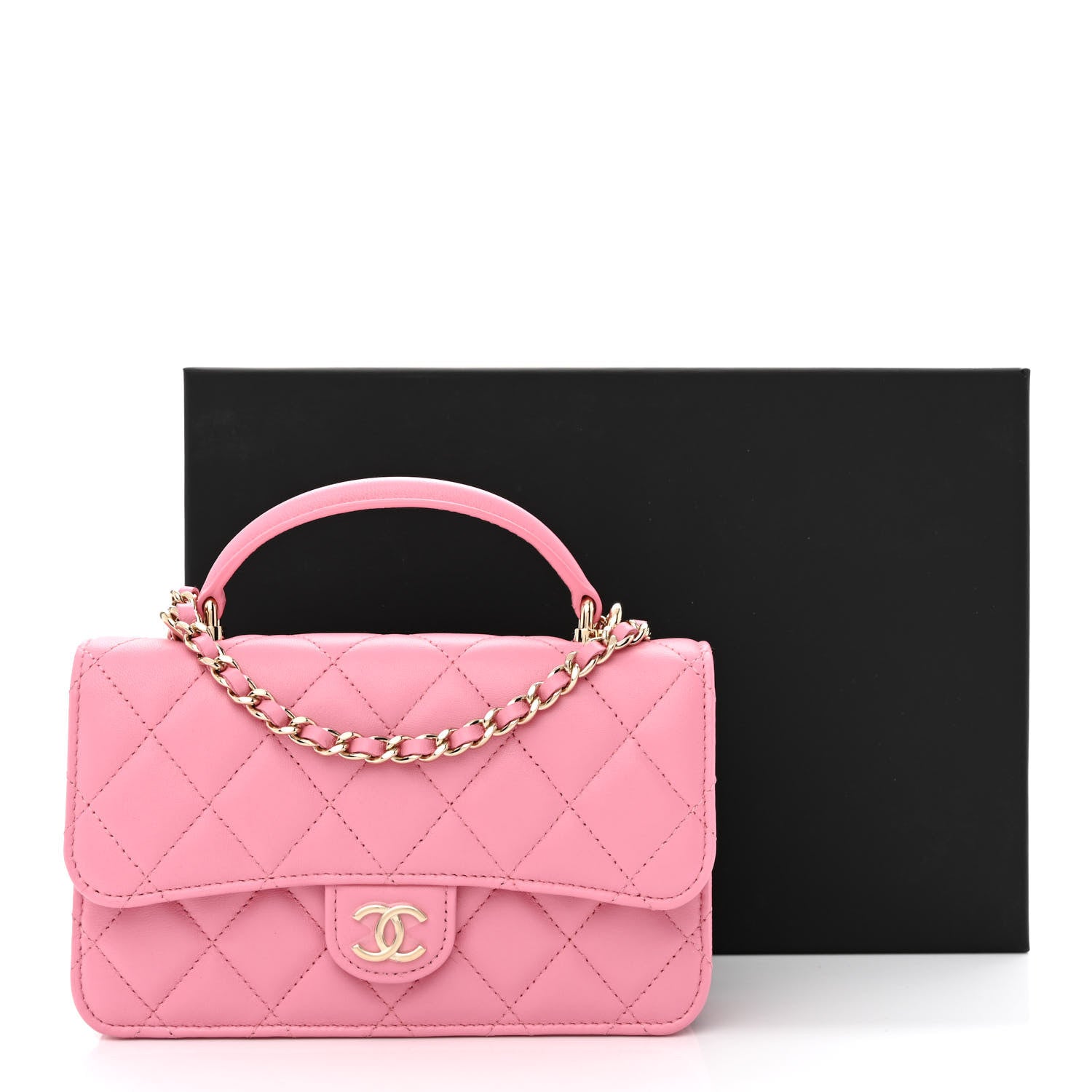 Chanel Lambskin Quilted Flap Phone Holder With Chain Pink 12 of 12