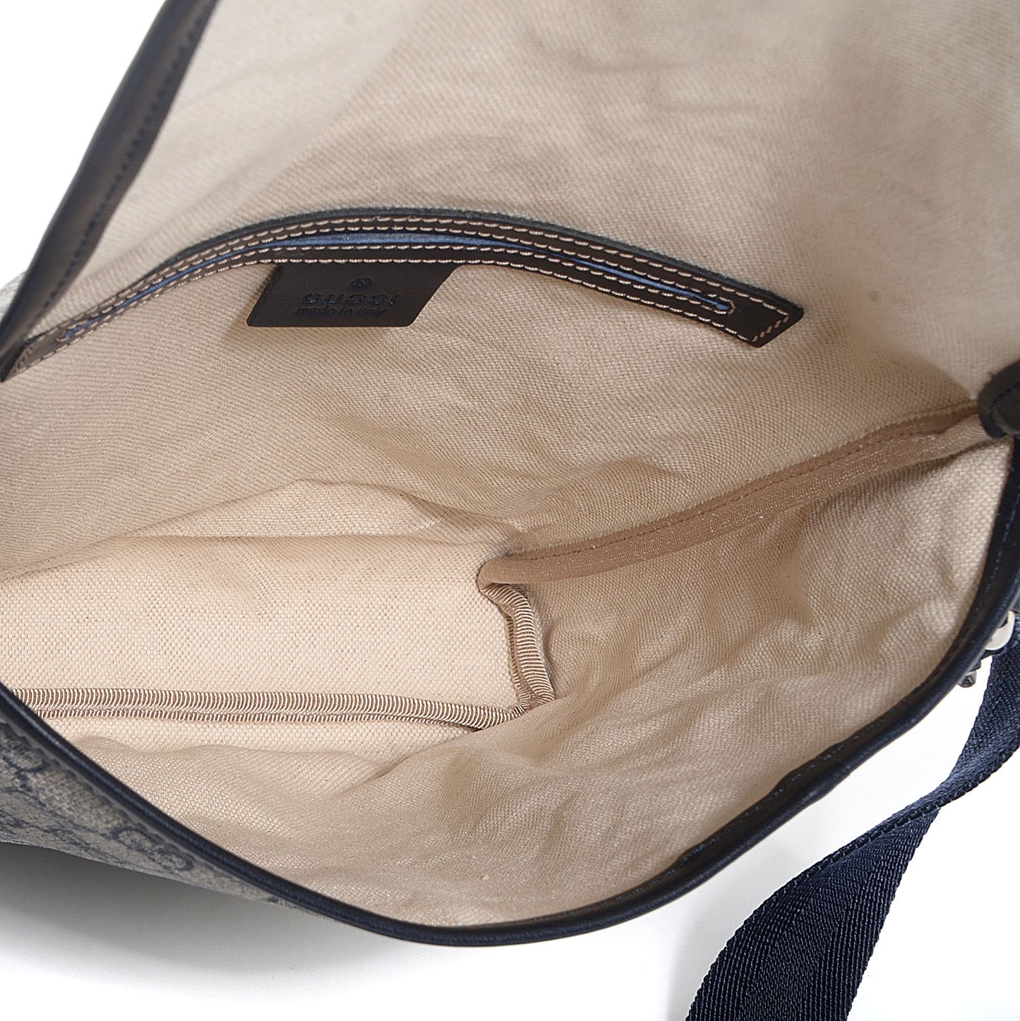 GG Plus Monogram Sellieria Calfskin Small Flap Messenger Bag Beige Blue