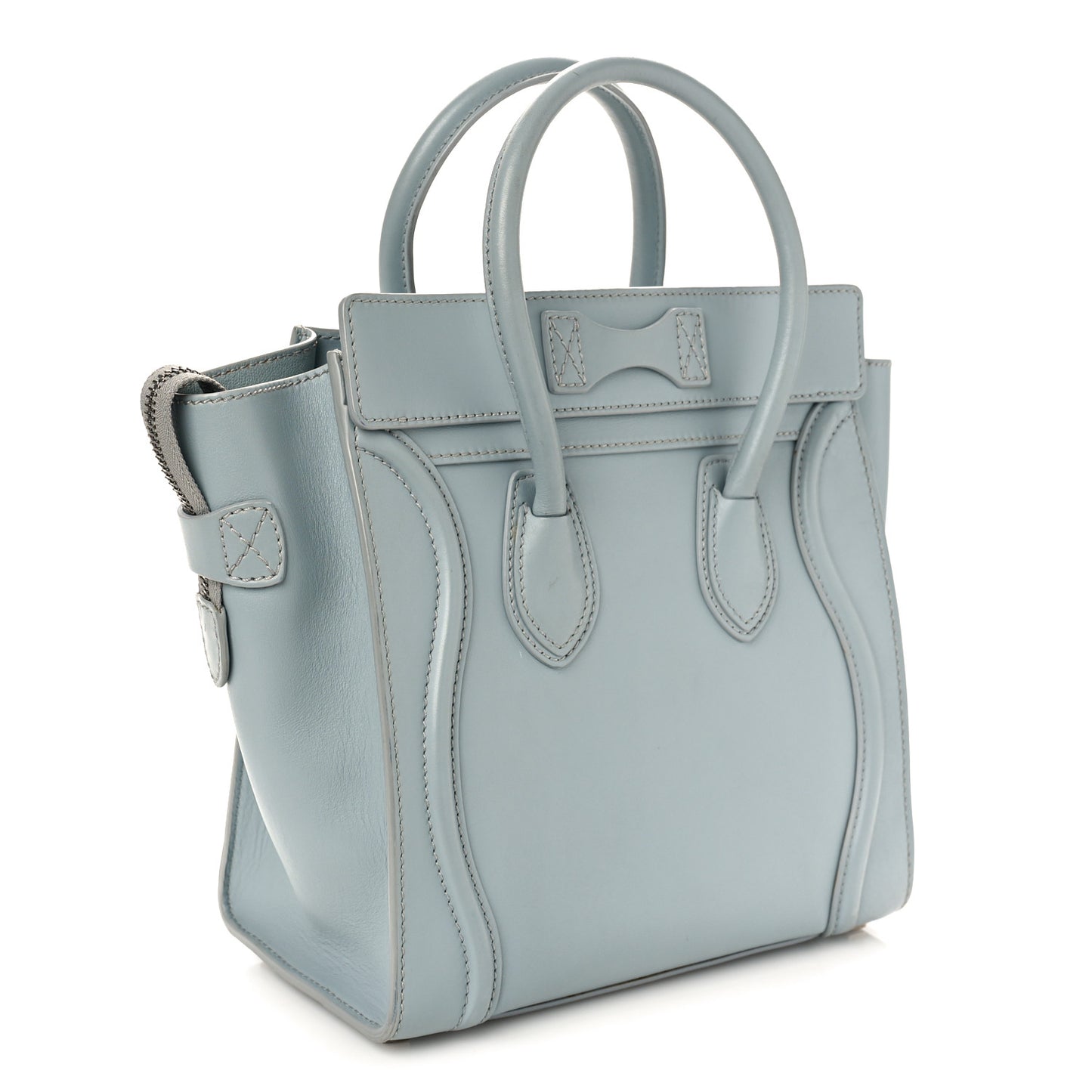 Drummed Calfskin Micro Luggage Sky Blue