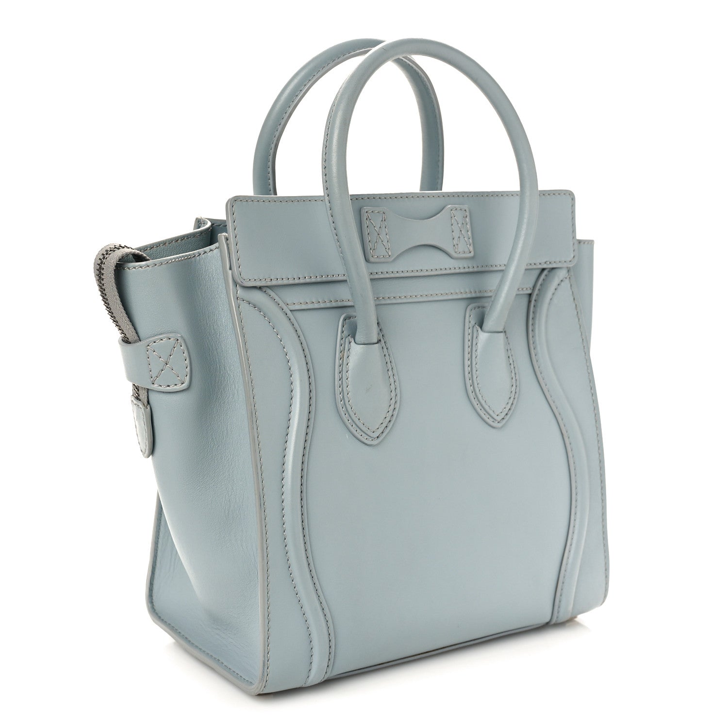 Celine Drummed Calfskin Micro Luggage Sky Blue 3 of 9