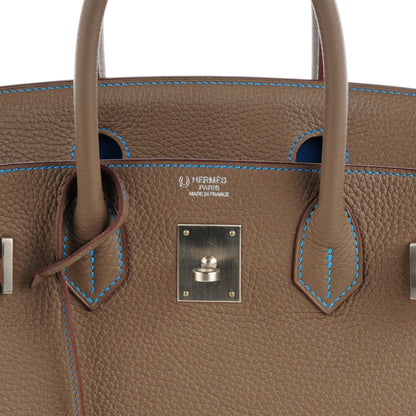 Hermes Taurillon Clemence Horseshoe Birkin 30 Etoupe Mykonos 7 of 21