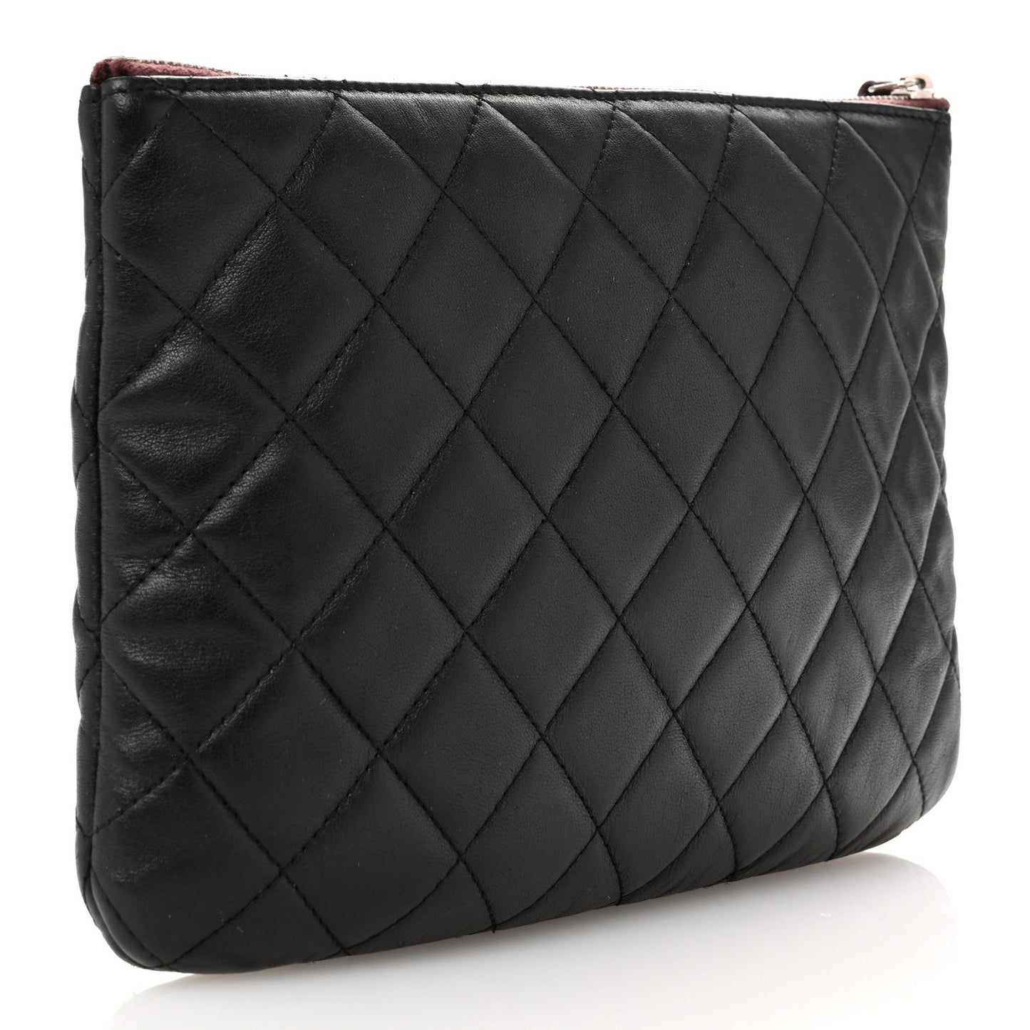 Lambskin Quilted Medium Cosmetic Case Black