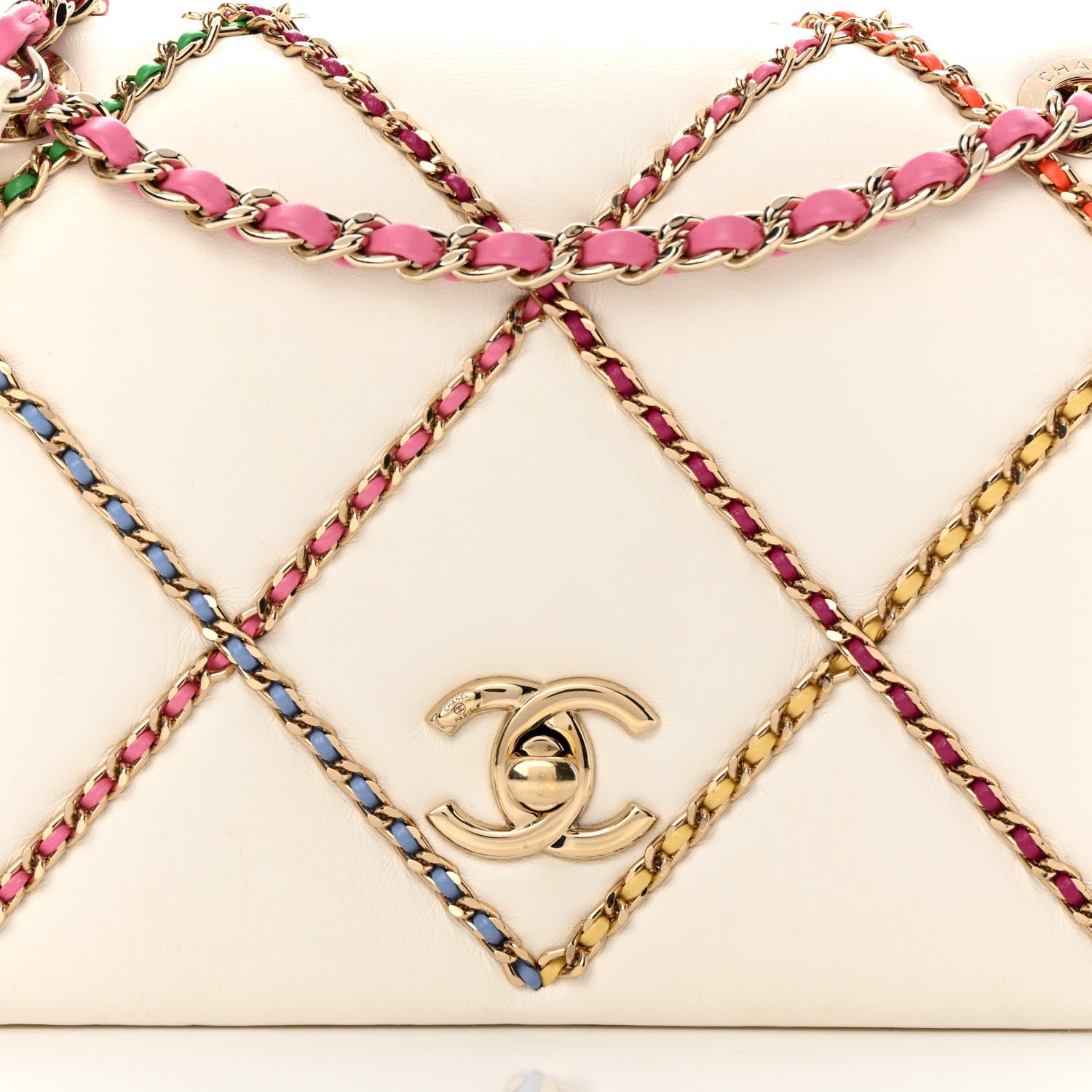 Chanel Lambskin Small Entwined Chain Flap White Multicolor 8 of 12