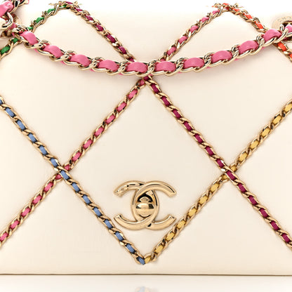 Chanel Lambskin Small Entwined Chain Flap White Multicolor 8 of 12