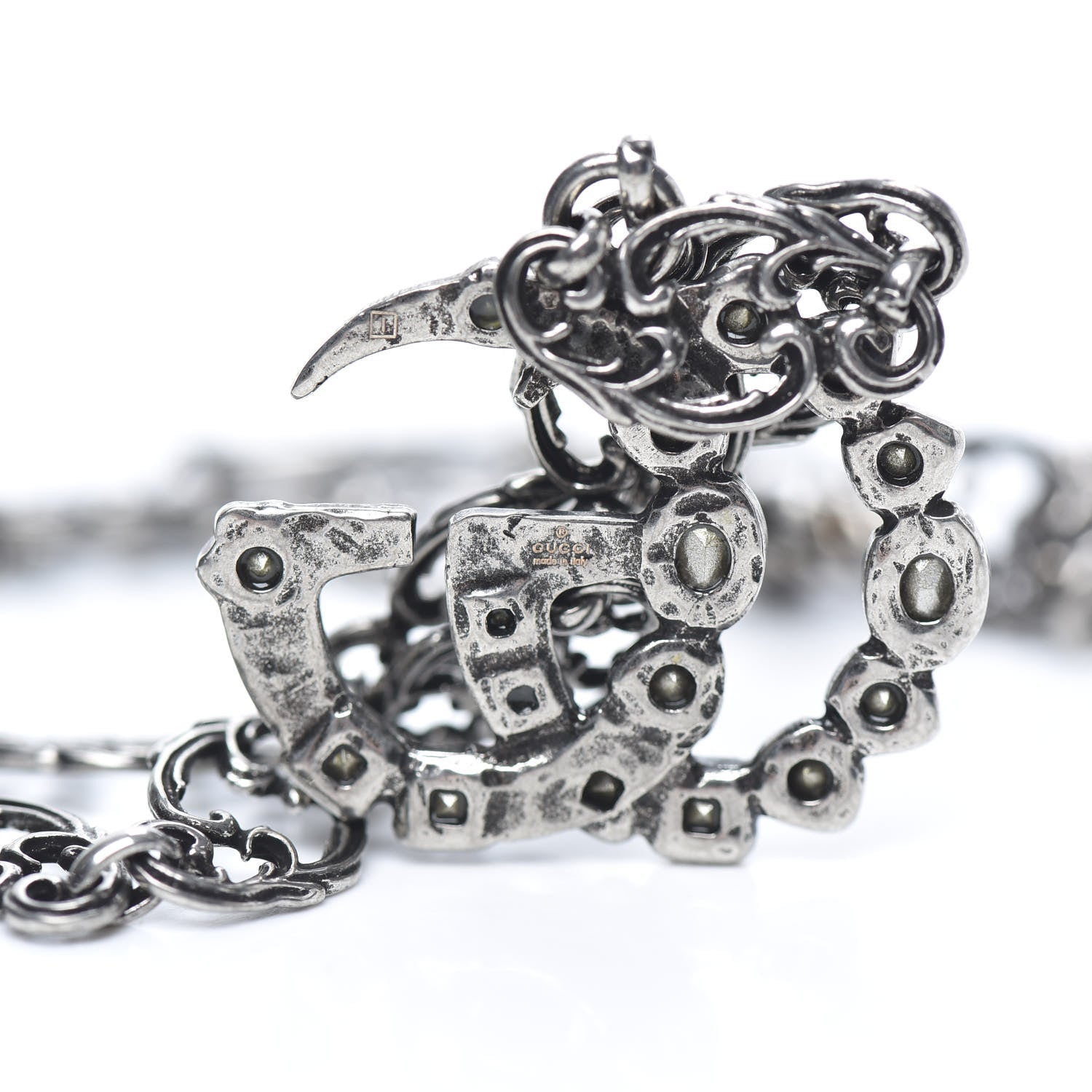 Gucci Crystal Marmont Necklace Aged Silver 5 of 5
