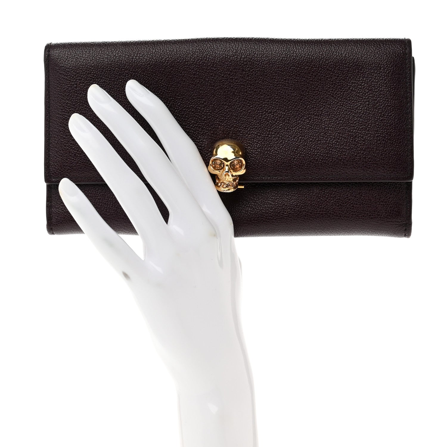 Alexander McQueen Pebbled Calfskin Skull Continental Wallet Burgundy 2 of 9