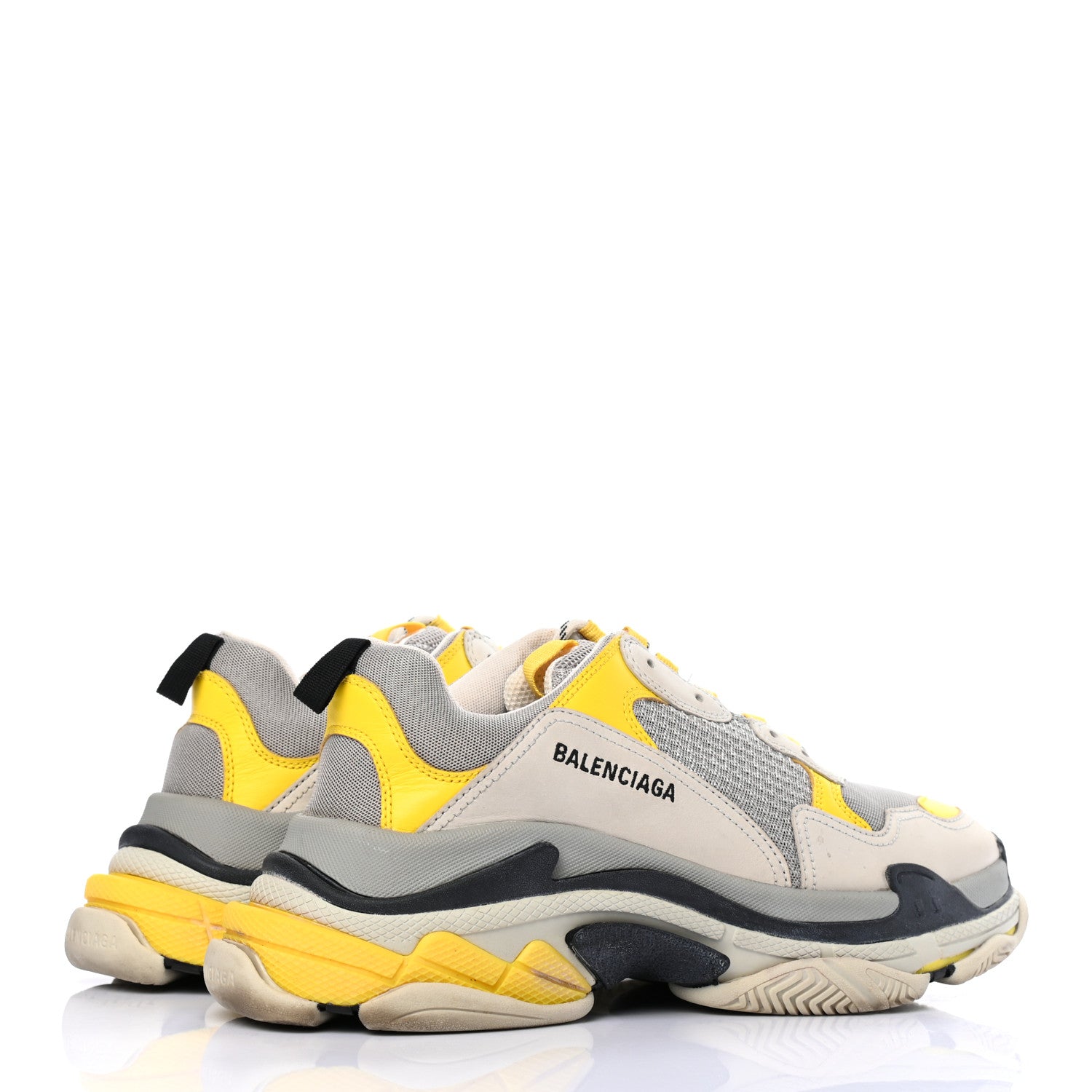 Balenciaga Fabric Mesh Mens Triple S Sneakers 43 Yellow Grey White 4 of 8