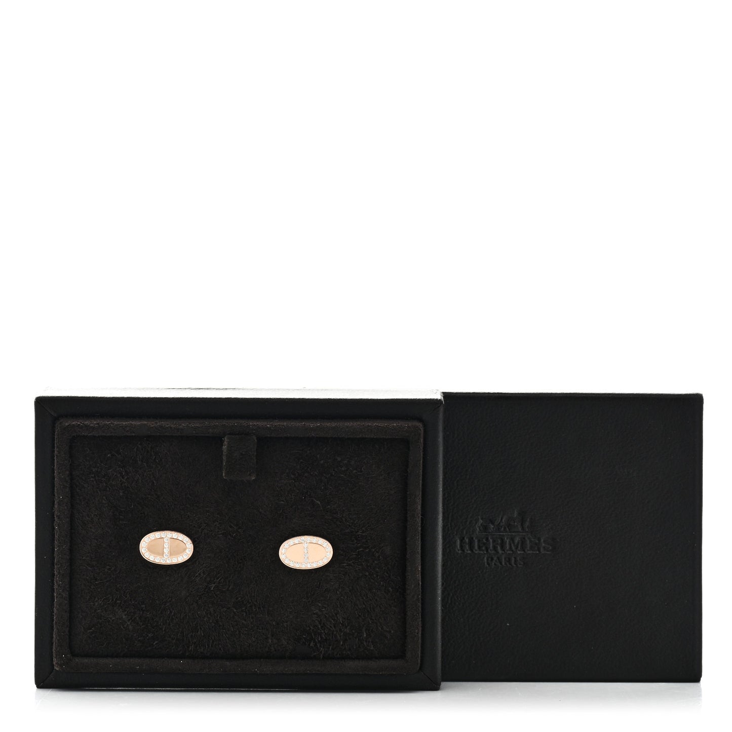 18K Rose Gold Diamond Chaine d'Ancre Contour Stud Earrings