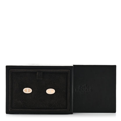 Hermes 18K Rose Gold Diamond Chaine d'Ancre Contour Stud Earrings 6 of 6