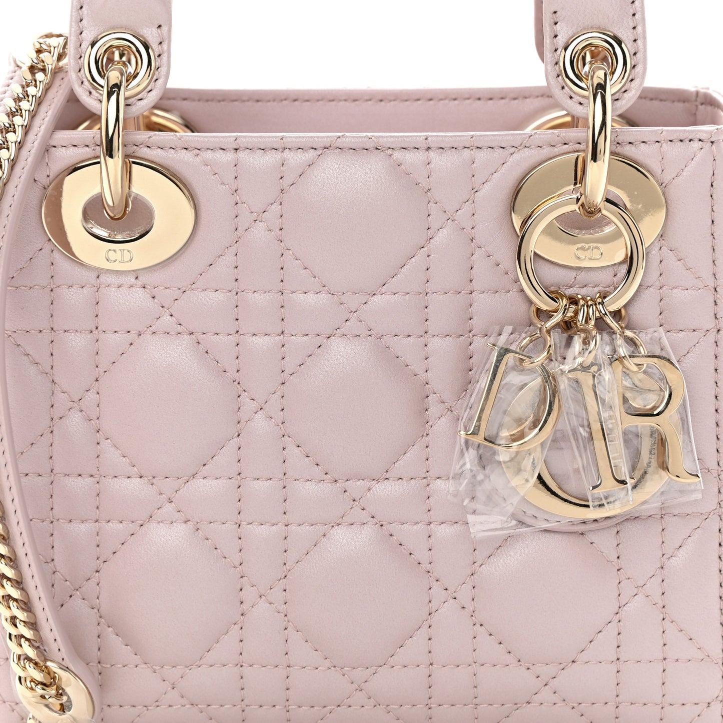 Metallic Lambskin Cannage Mini Lady Dior Lotus
