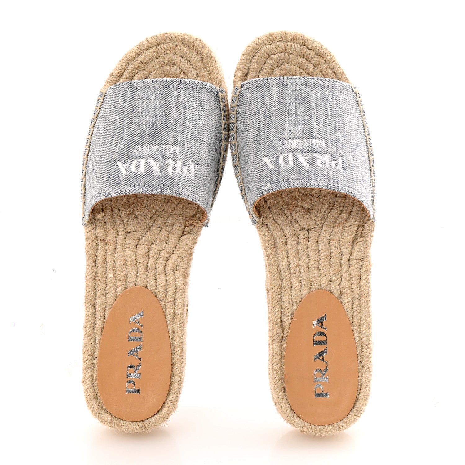 Prada Canvas Logo Espadrille Platform Sandals 38 Blue 2 of 10
