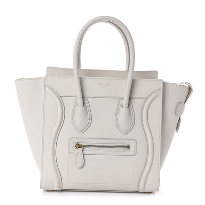 Celine Drummed Calfskin Micro Luggage Chalk 1 of 9