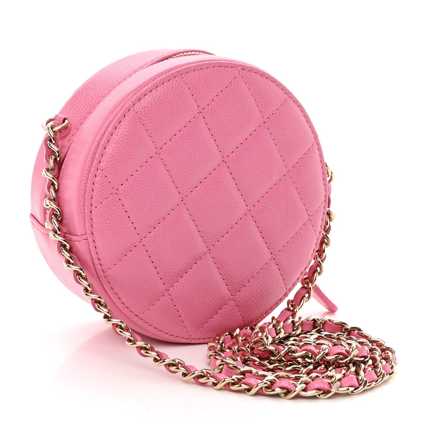 Caviar Quilted Gripoix CC Round Clutch With Chain Pink