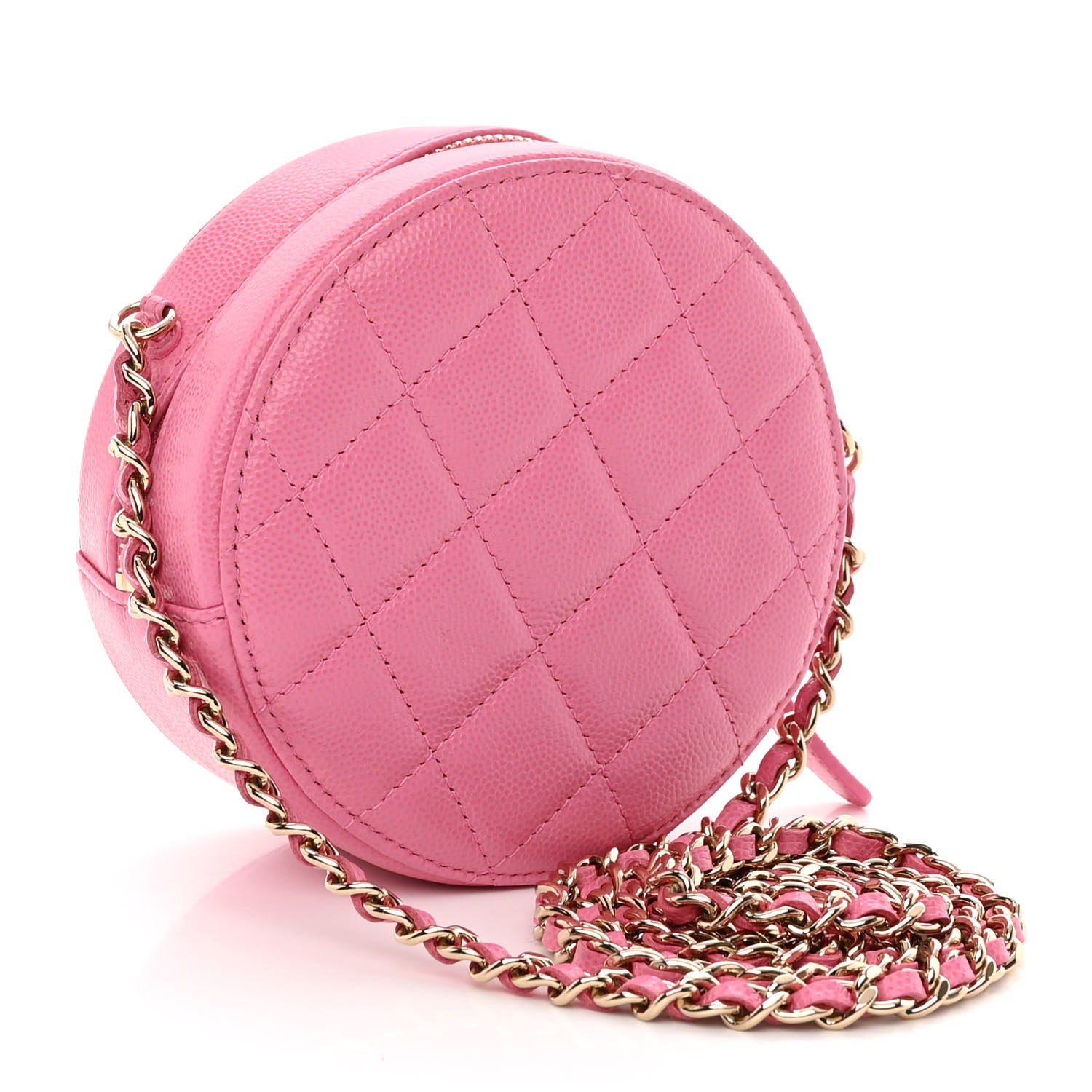 Chanel Caviar Quilted Gripoix CC Round Clutch With Chain Pink 3 of 10
