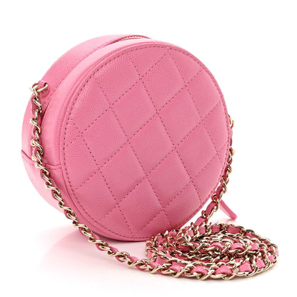 Chanel Caviar Quilted Gripoix CC Round Clutch With Chain Pink 3 of 10