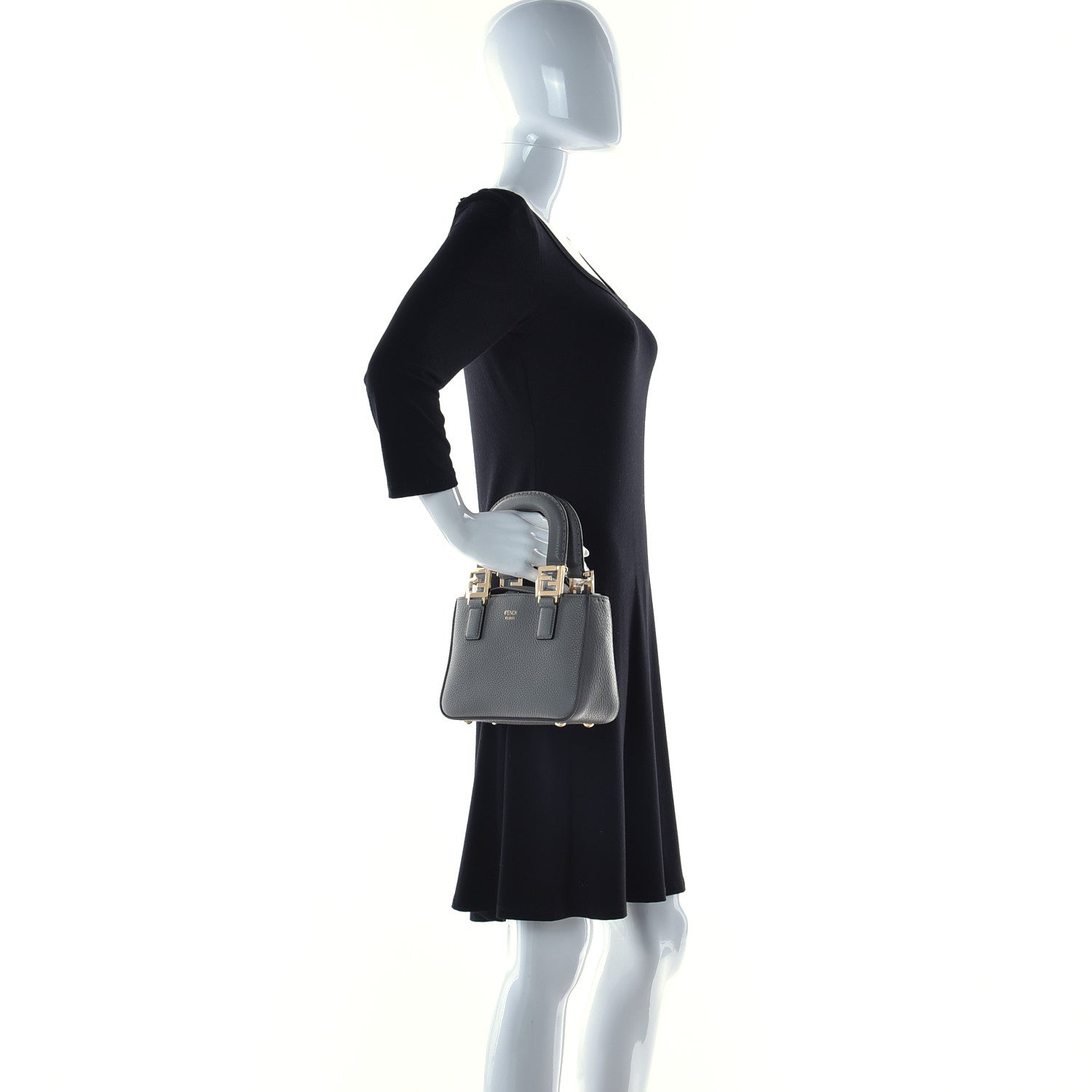 Fendi Cuoio Romano Selleria Mini FF Tote Moon 4 of 13