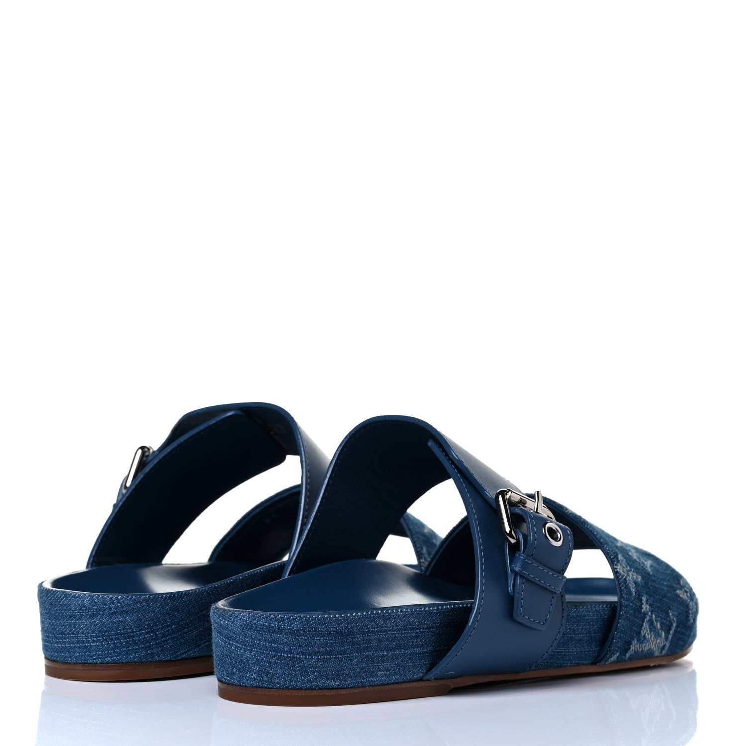Louis Vuitton Monogram Denim Bom Dia Flat Mule Sandals 38 Blue 6 of 8