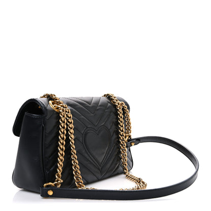 Gucci Calfskin Matelasse Small GG Marmont Shoulder Bag Black 3 of 11