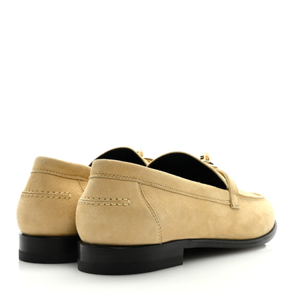 Hermes Suede Goatskin Womens Destin Loafers 38.5 Beige Crin 4 of 9