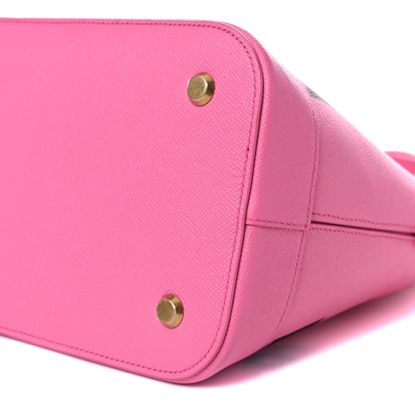 Signature Grained Calfskin Logo M Ville Top Handle Bag Acid Pink