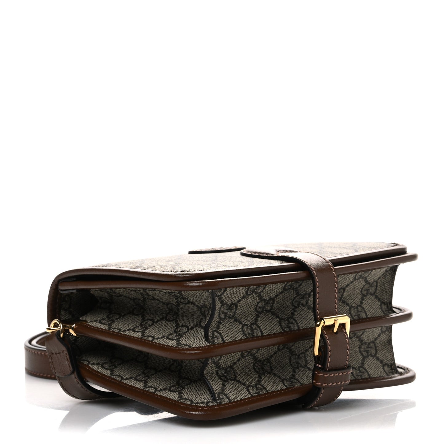 GG Supreme Monogram Azalea Calfskin Mini Retro Interlocking G Flap Shoulder Bag Beige Ebony Brown Sugar