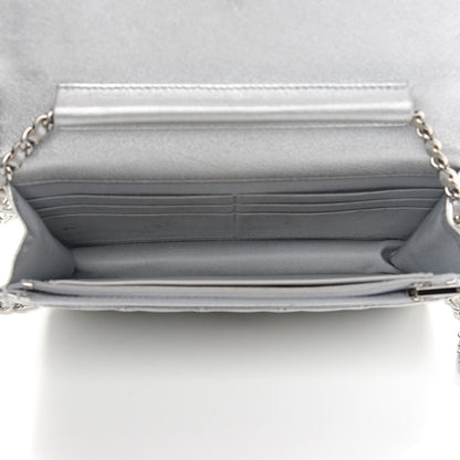 Chanel Metallic Lambskin Quilted Wallet On Chain WOC Silver 4 of 13