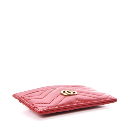 Gucci Calfskin Matelasse GG Marmont Card Holder Hibiscus Red 4 of 6