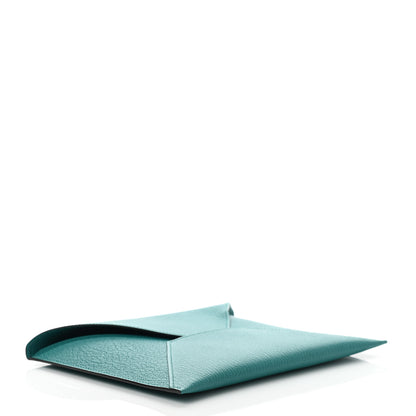 Hermes Chevre Mysore Envelope Trio Wallet Bleu Paon Lime Canopee 5 of 8