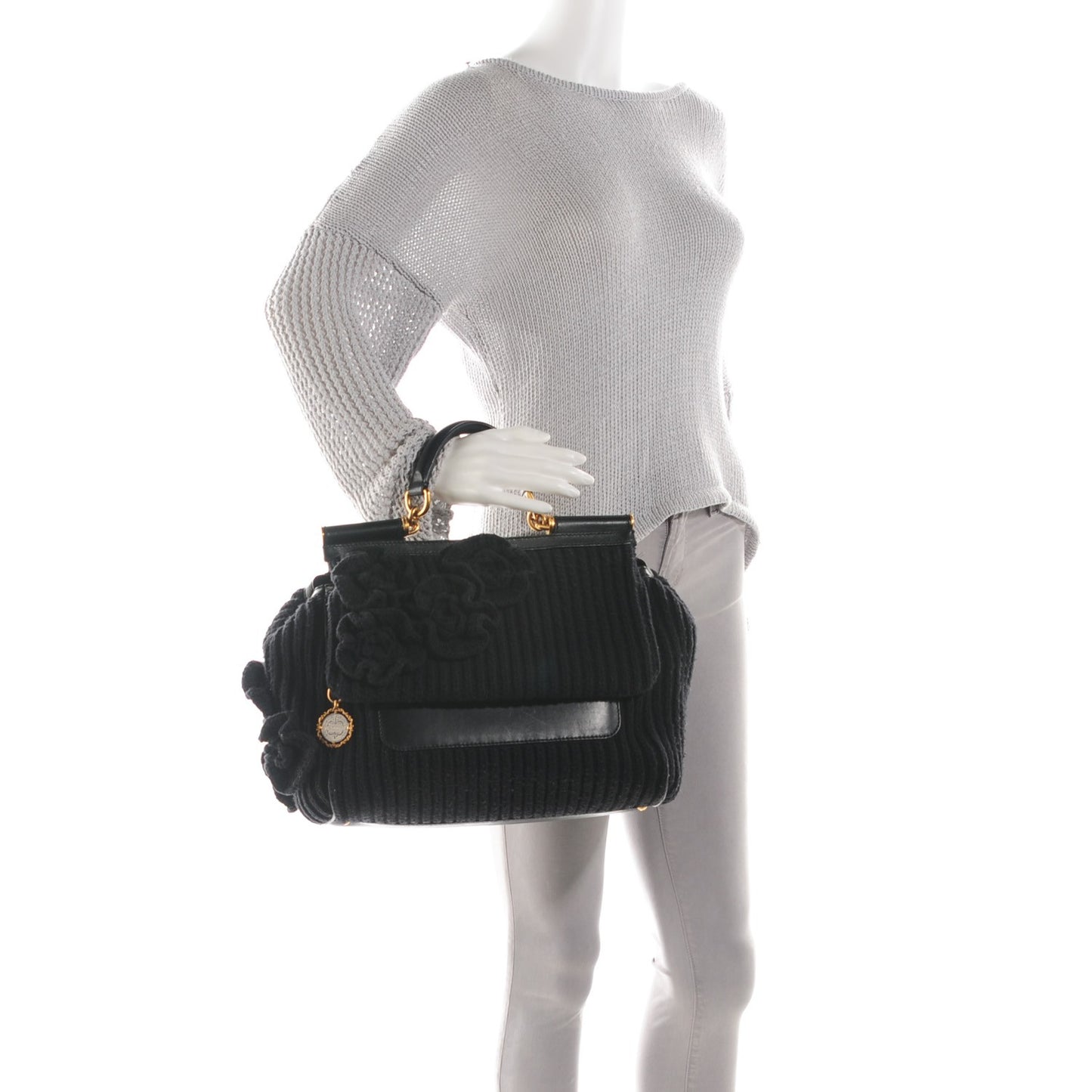 Wool Crocheted Miss Sicily Satchel Black
