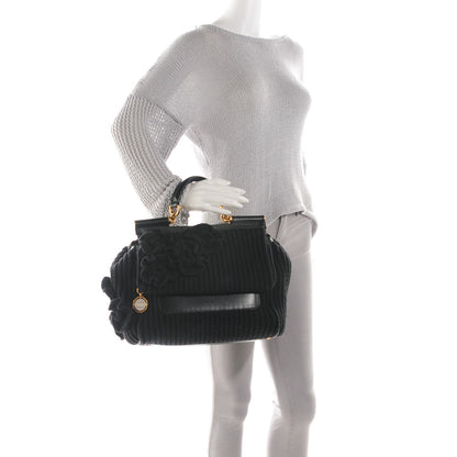Dolce & Gabbana Wool Crocheted Miss Sicily Satchel Black 2 of 9