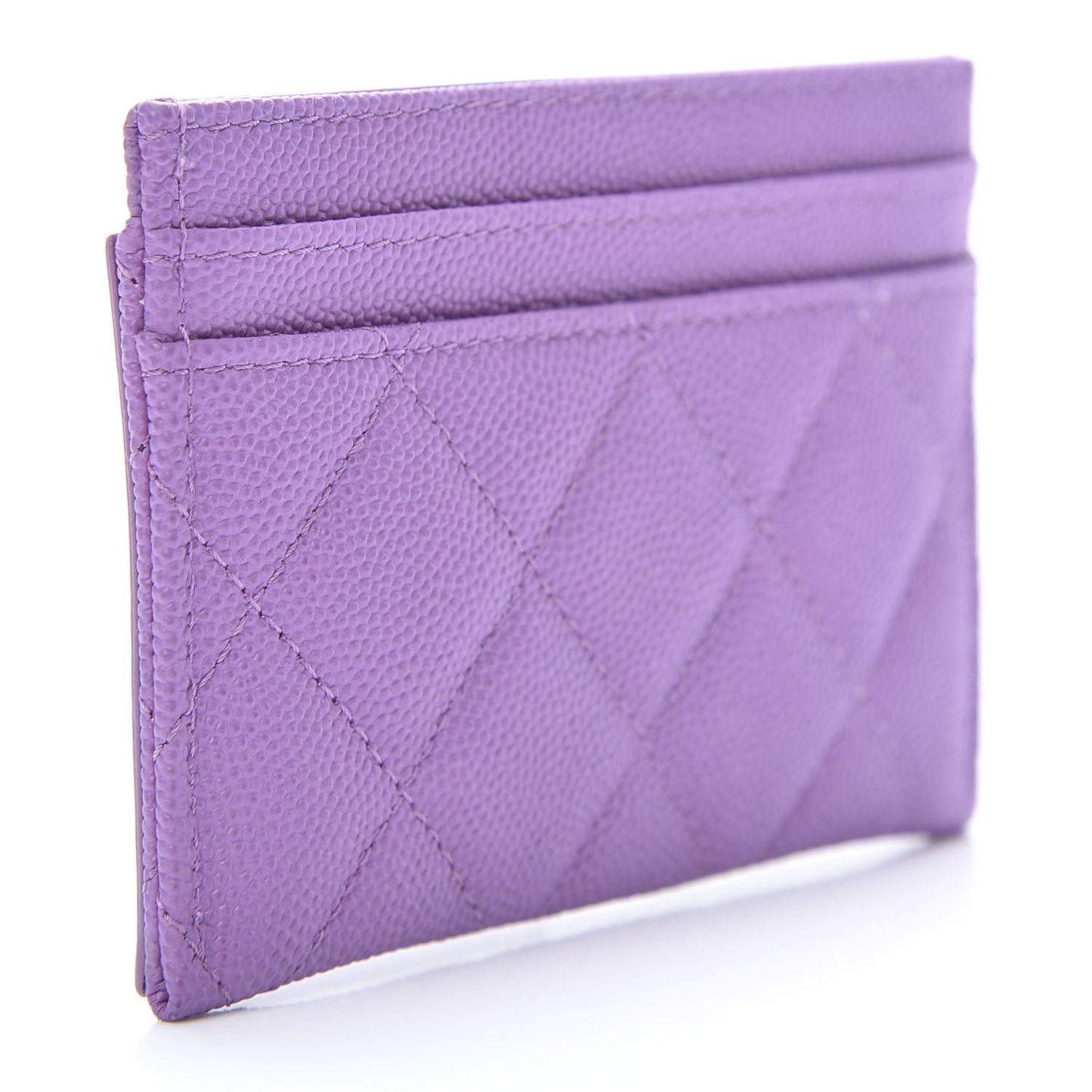 Caviar Quilted Filigree Card Holder Purple
