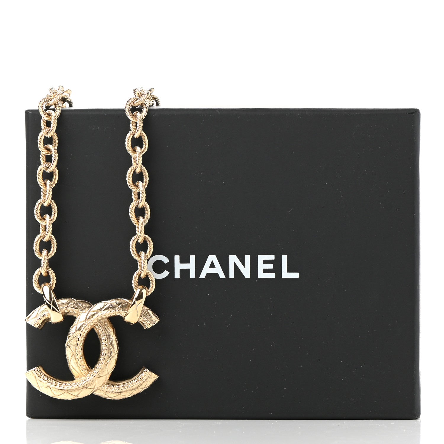 Chanel Metal Quilted CC Necklace Gold 6 of 6