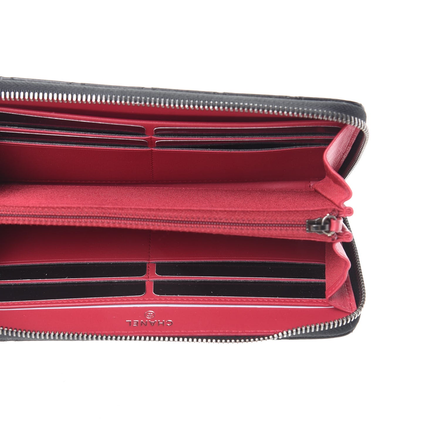 Aged Calfskin Quilted Small Gabrielle Zip Around Wallet Black