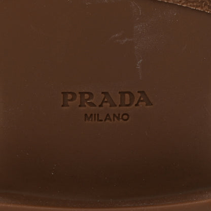 Prada Re-Nylon Spazzolato Rois Metal Triangle Logo Tall 50mm Combat Boots 36 Tobacco Brown 8 of 9