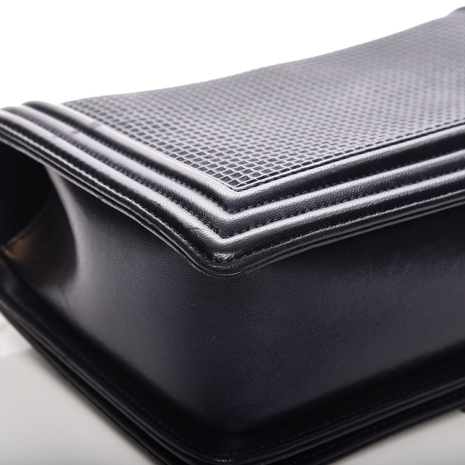 Chanel Lambskin Embossed New Medium Boy Cube Flap Navy 13 of 14