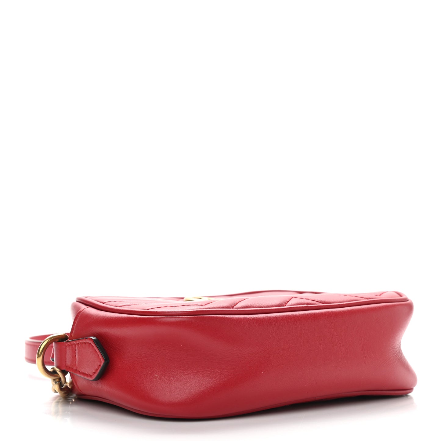 Calfskin Matelasse Mini GG Marmont Chain Shoulder Bag Hibiscus Red