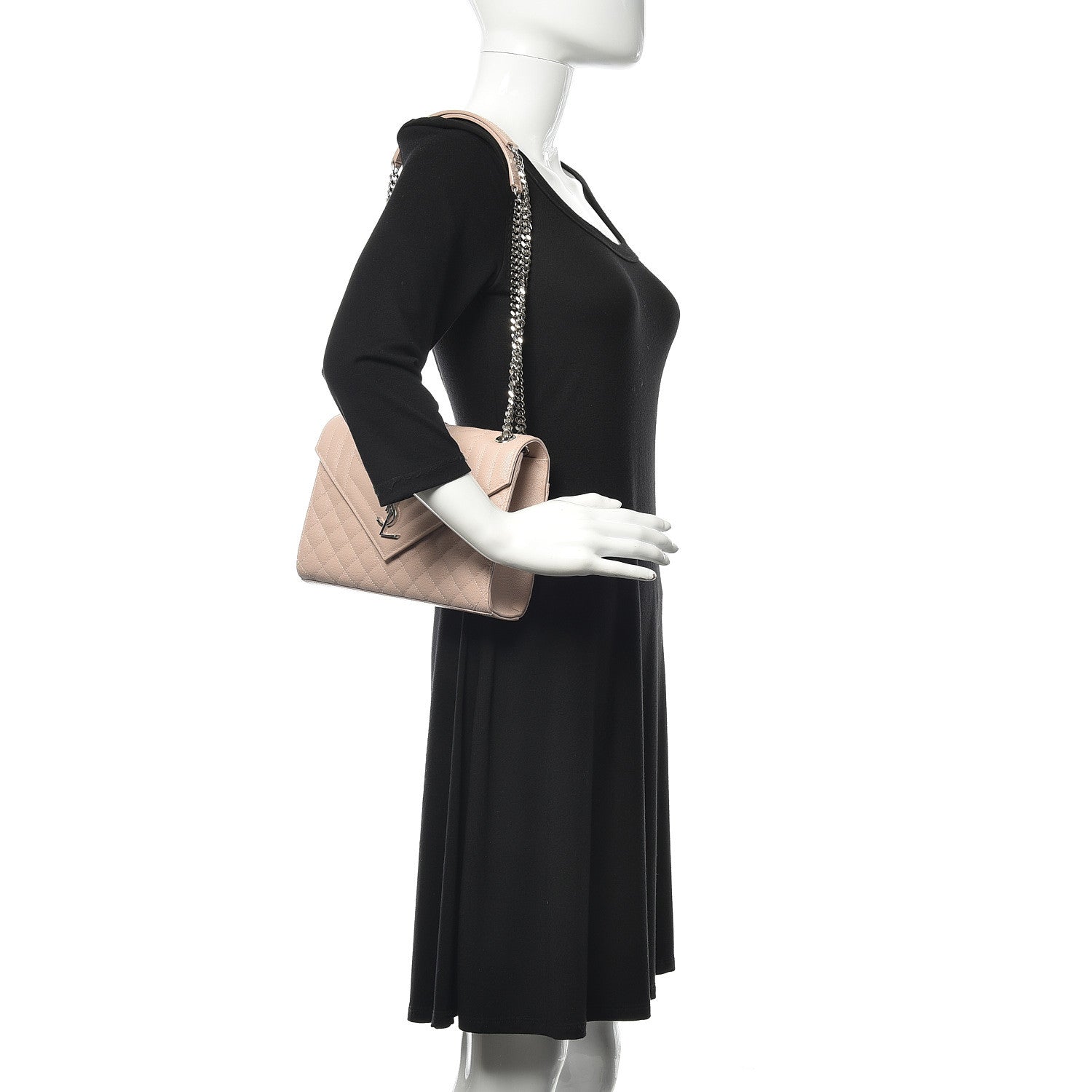 Saint Laurent Grain De Poudre Textured Mixed Matelasse Medium Triquilt Monogram Satchel Marble Pink 2 of 10