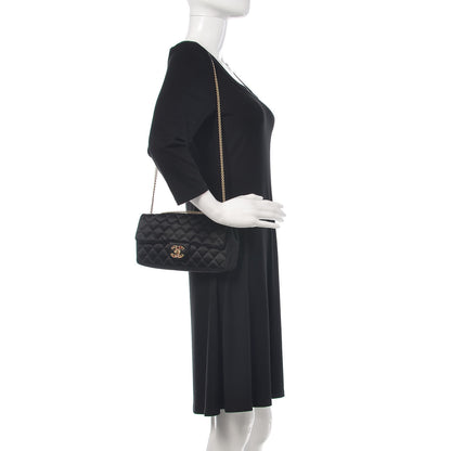 Chanel Satin Quilted Jeweled East West Flap Black 2 of 9