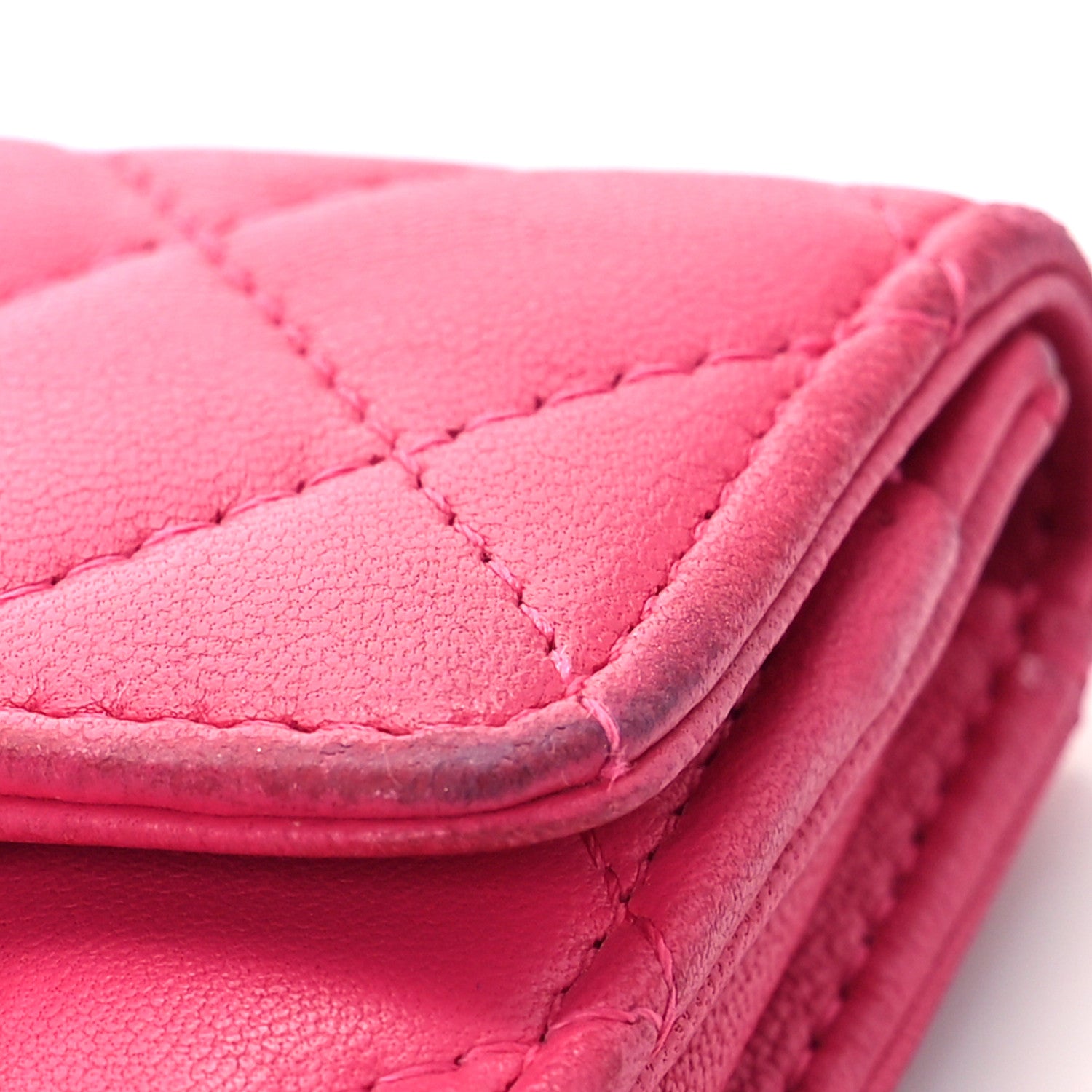 Chanel Lambskin Quilted Flap Card Holder Dark Pink 10 of 14