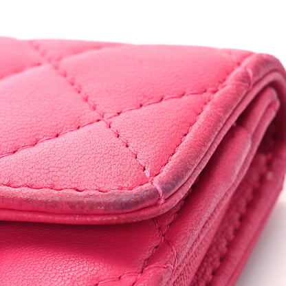 Chanel Lambskin Quilted Flap Card Holder Dark Pink 10 of 14