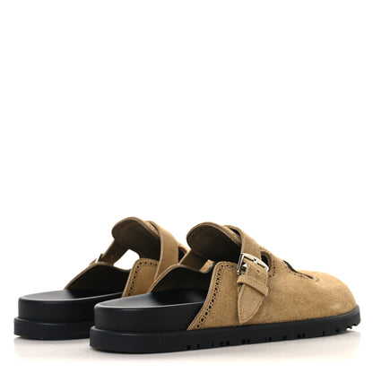 Hermes Suede Calfskin Monk Mules 39 Beige Albatre 5 of 9