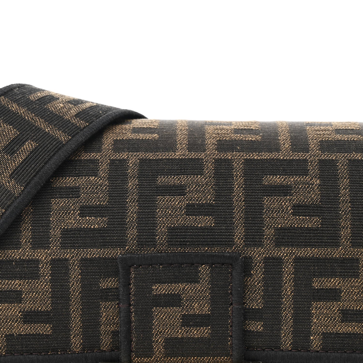 Fendi Fabric Jacquard FF 1974 Medium Baguette Tobacco Moro Black 8 of 10