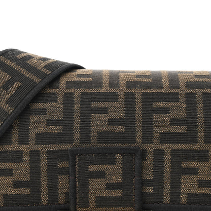 Fendi Fabric Jacquard FF 1974 Medium Baguette Tobacco Moro Black 8 of 10