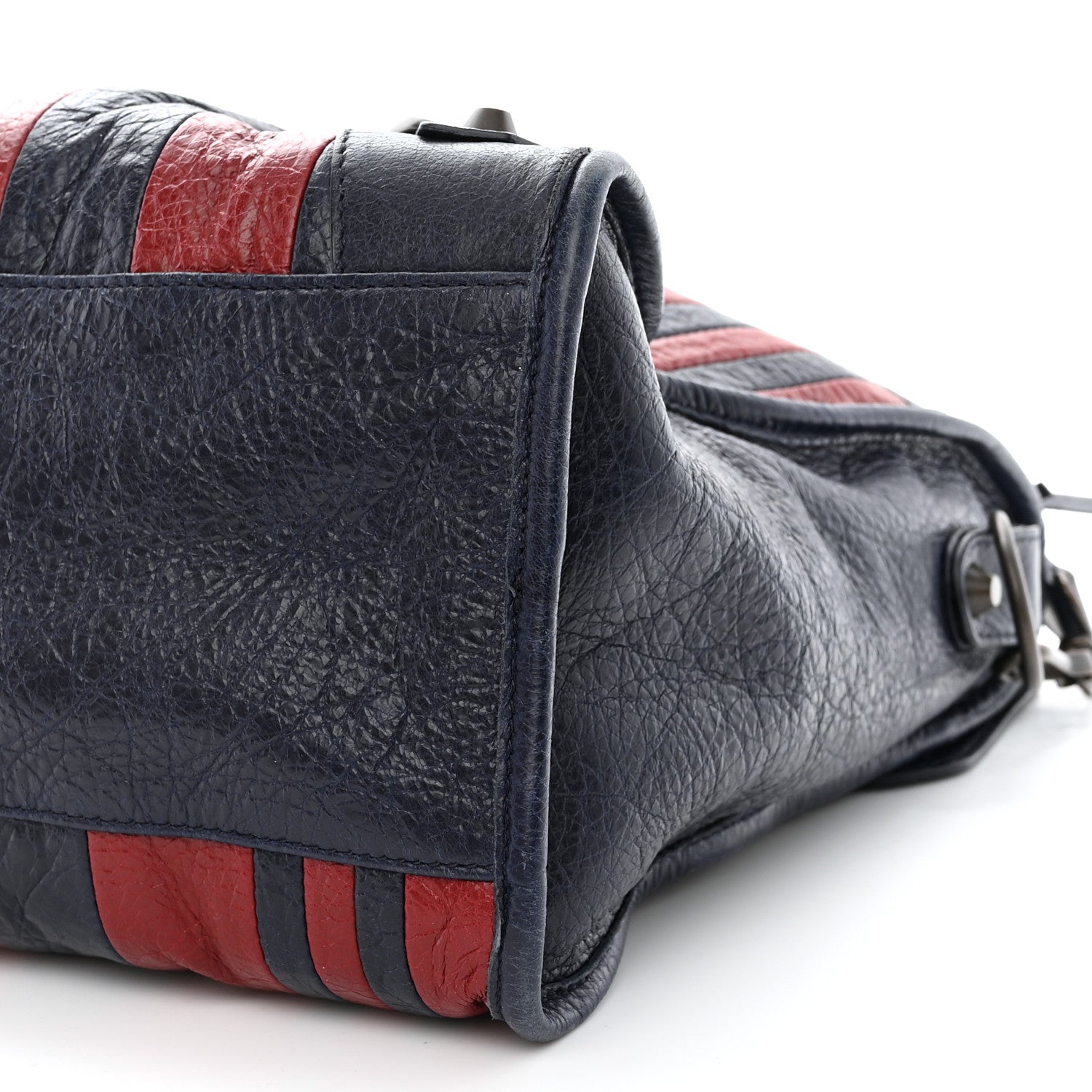 Balenciaga Cuir Arena Striped Classic Hardware City Bleu Nuit Rouge 10 of 12